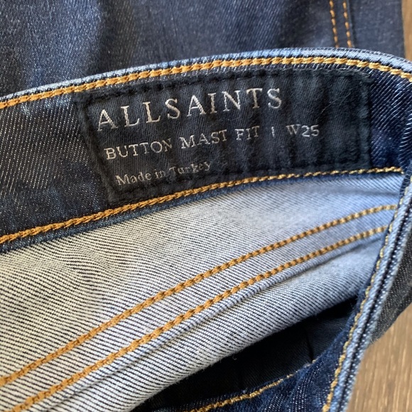 AllSaints Button Mast Skinny Dark Wash Jean - Picture 5 of 5